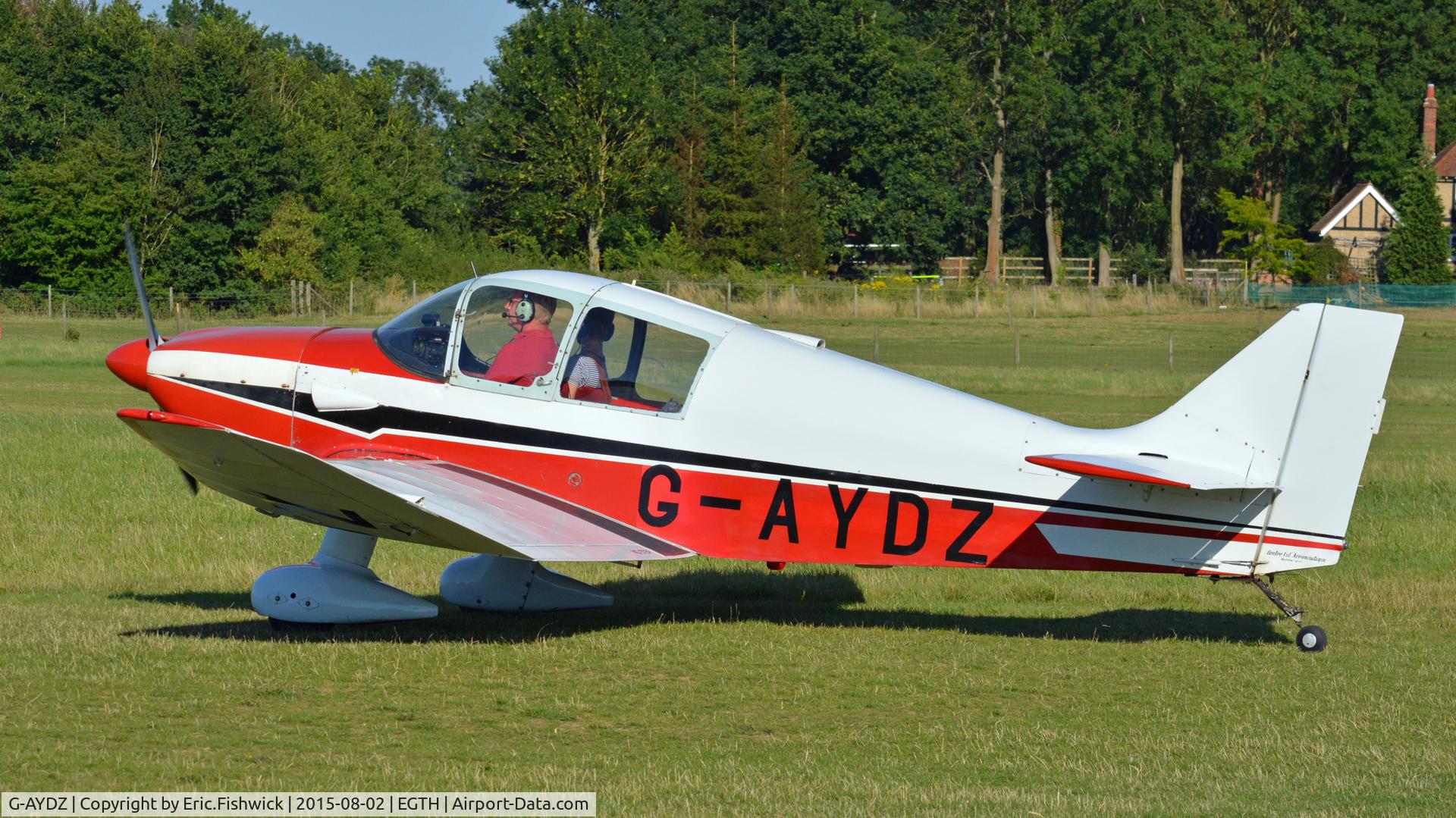 G-AYDZ, 1965 CEA Jodel DR-200 C/N 1, 1. G-AYDZ preparing to depart The Shuttleworth Wings and Wheels Airshow, Aug. 2015.