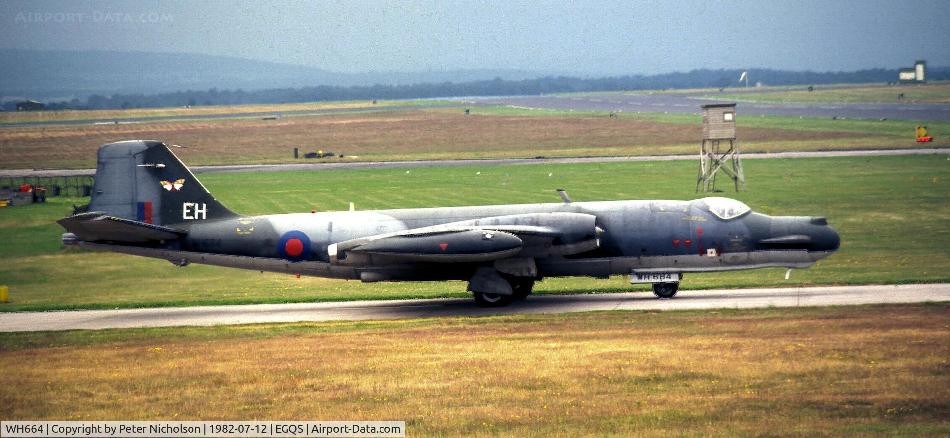 WH664, 1952 English Electric Canberra T.17 C/N EEP71136, Canberra T.17 of 360 Squadron at RAF Wyton preparing to join the active runway at RAF Lossiemouth in the Summer of 1982.