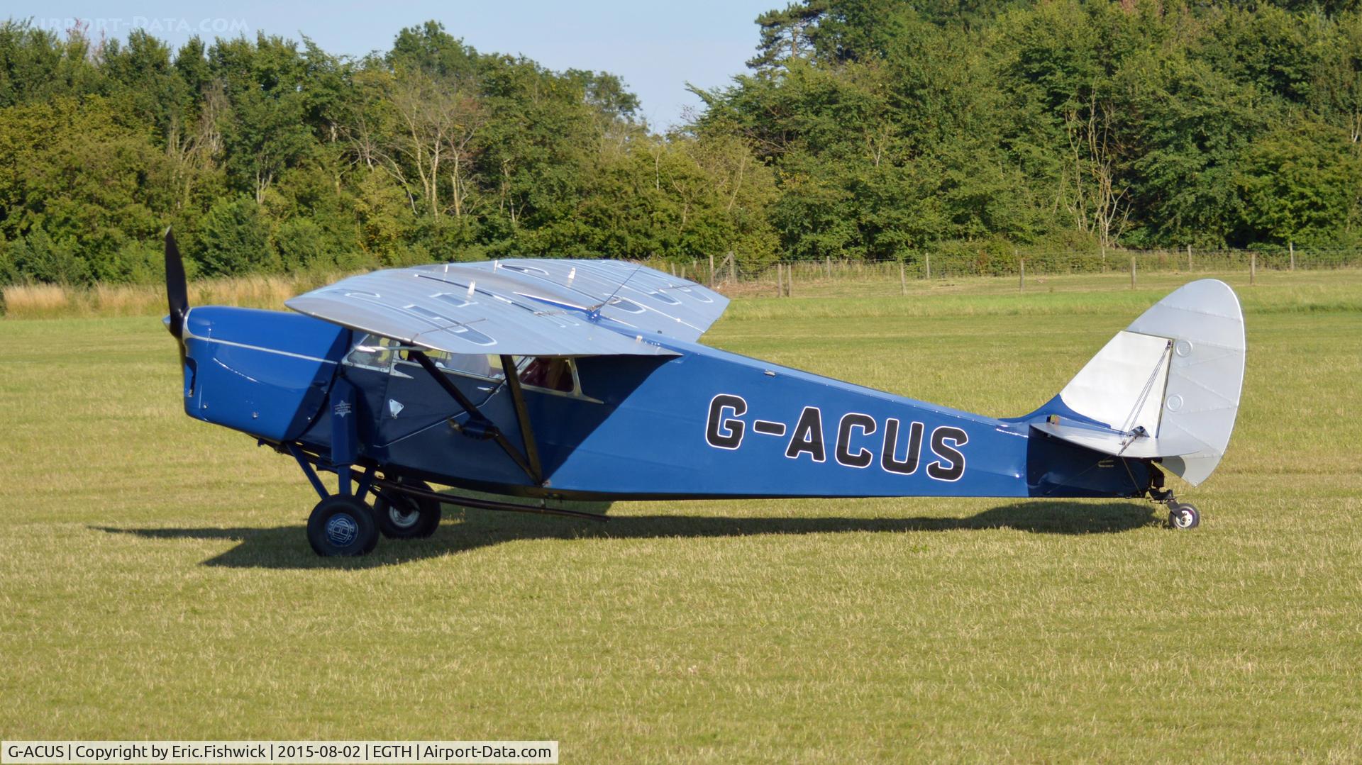 G-ACUS, 1934 De Havilland DH.85 Leopard Moth C/N 7082, 1. G-ACUS preparing to depart The Shuttleworth Wings and Wheels Airshow, Aug. 2015.