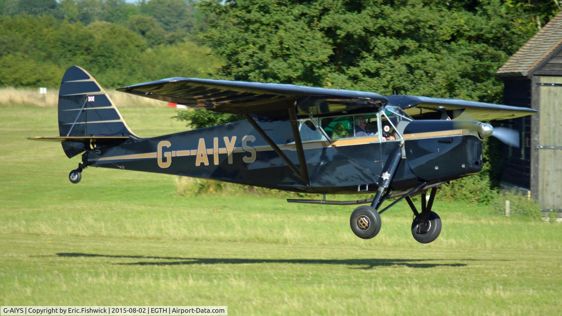 G-AIYS, 1934 De Havilland DH.85 Leopard Moth C/N 7089, 42. G-AIYS departing The Shuttleworth Wings and Wheels Airshow, Aug. 2015.