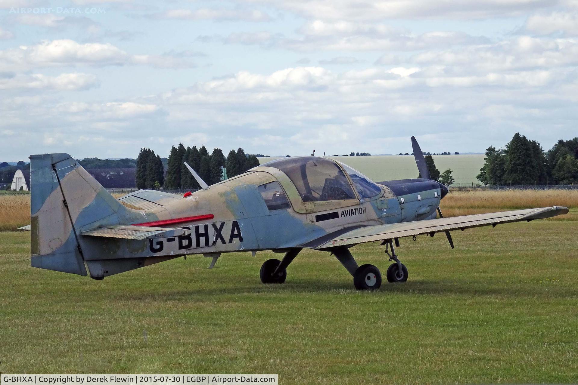 G-BHXA, 1980 Scottish Aviation Bulldog Series 120 Model 1210 C/N BH120/407, Bulldog, Derby-Egginton based, previously G-BHXA, OD1, seen parked up.
