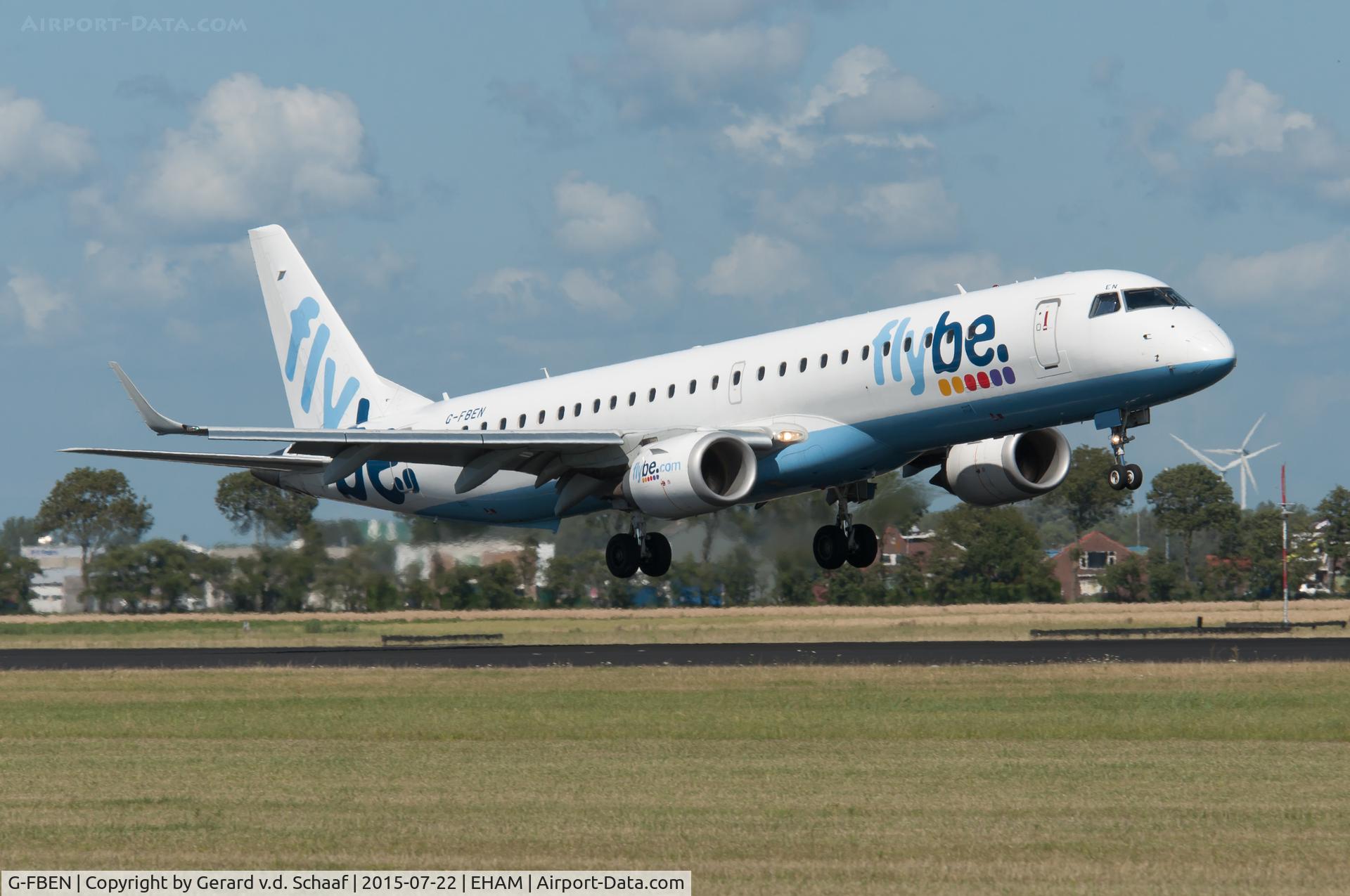 G-FBEN, 2008 Embraer 195LR (ERJ-190-200LR) C/N 19000213, Schiphol, July 2015