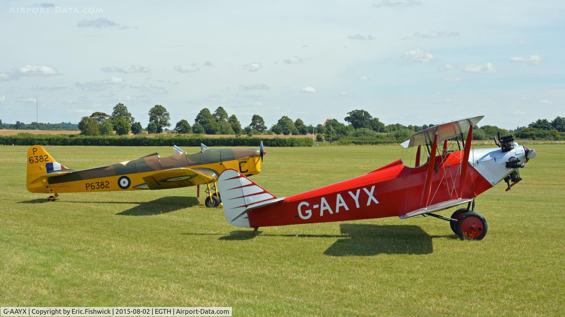 G-AAYX, 1930 Southern Martlet C/N 202, 5. Magister and Martlet - participants in the Mock Air Race at the Shuttleworth Wings and Wheels Airshow, Aug. 2015.