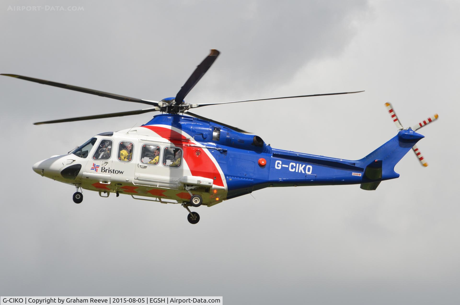 G-CIKO, 2014 AgustaWestland AW-139 C/N 41378, Landing at Norwich.