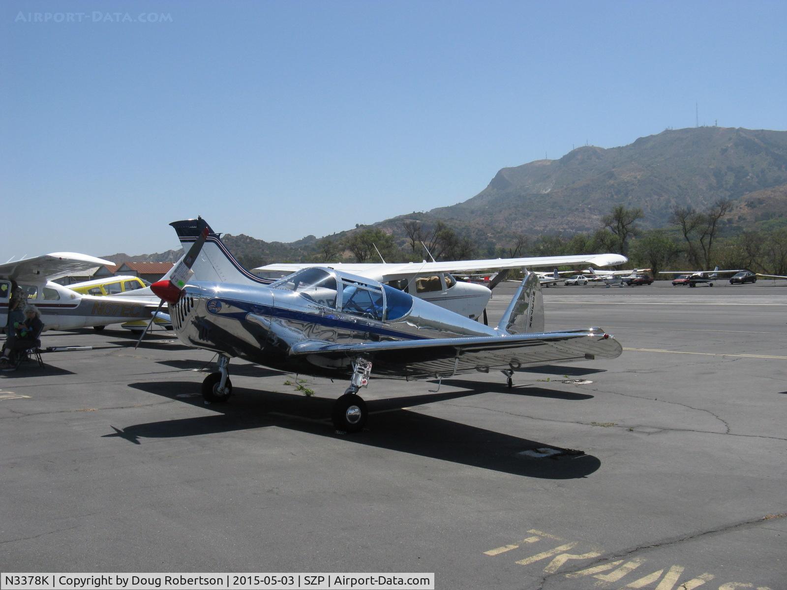 N3378K, 1946 Globe GC-1B Swift C/N 1371, 1946 Globe GC-1B SWIFT, Continental O-300A 145 Hp six cylinder, a beautifully kept, highly polished classic retractable gear two-place aircraft. On SZP's transient line.