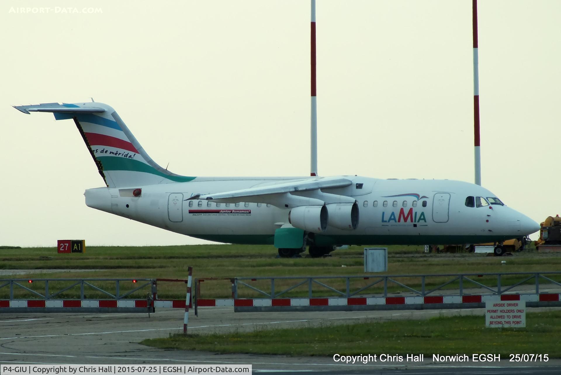 P4-GIU, 1999 British Aerospace Avro 146-RJ85A C/N E2349, LAMIA - Linea Aerea Meridena Internacional de Aviacion, stored at Norwich