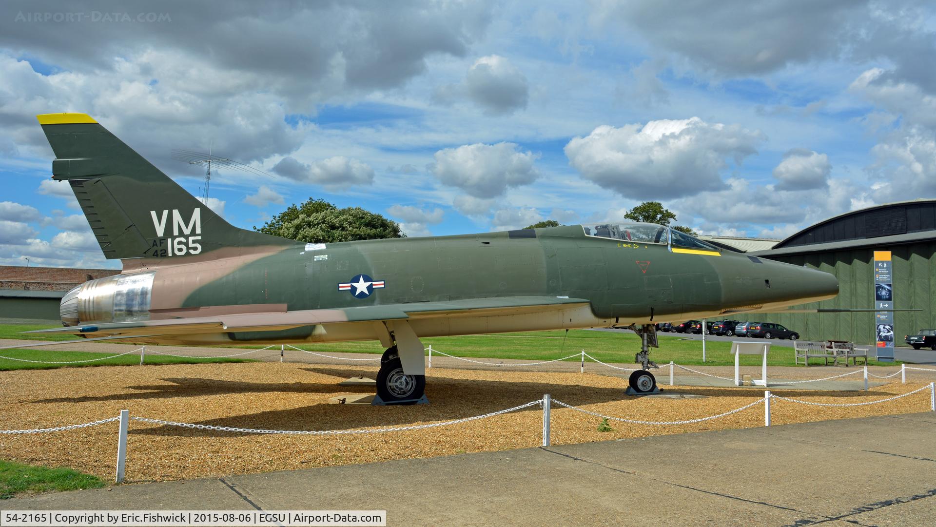 54-2165, North American F-100D Super Sabre C/N 223-45, x. 54-2165 outside the American Air Museum Hanger, at The Imperial War Museum, Duxford, Cambridgeshire.