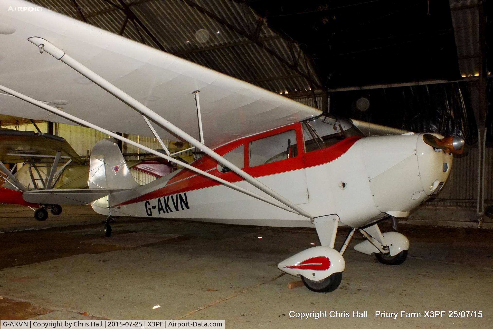 G-AKVN, 1946 Aeronca 11AC Chief Chief C/N 11AC-469, at Priory Farm, Tibenham