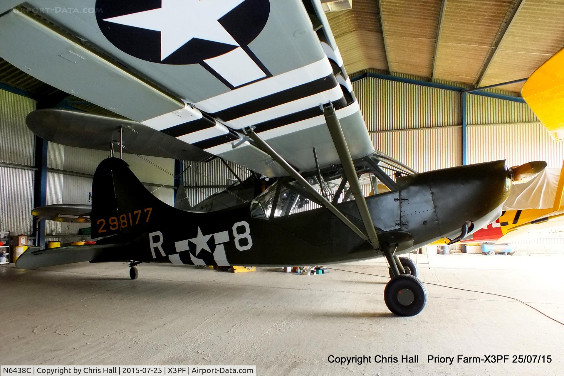 N6438C, 1942 Stinson L-5 Sentinel C/N 1428, at Priory Farm, Tibenham