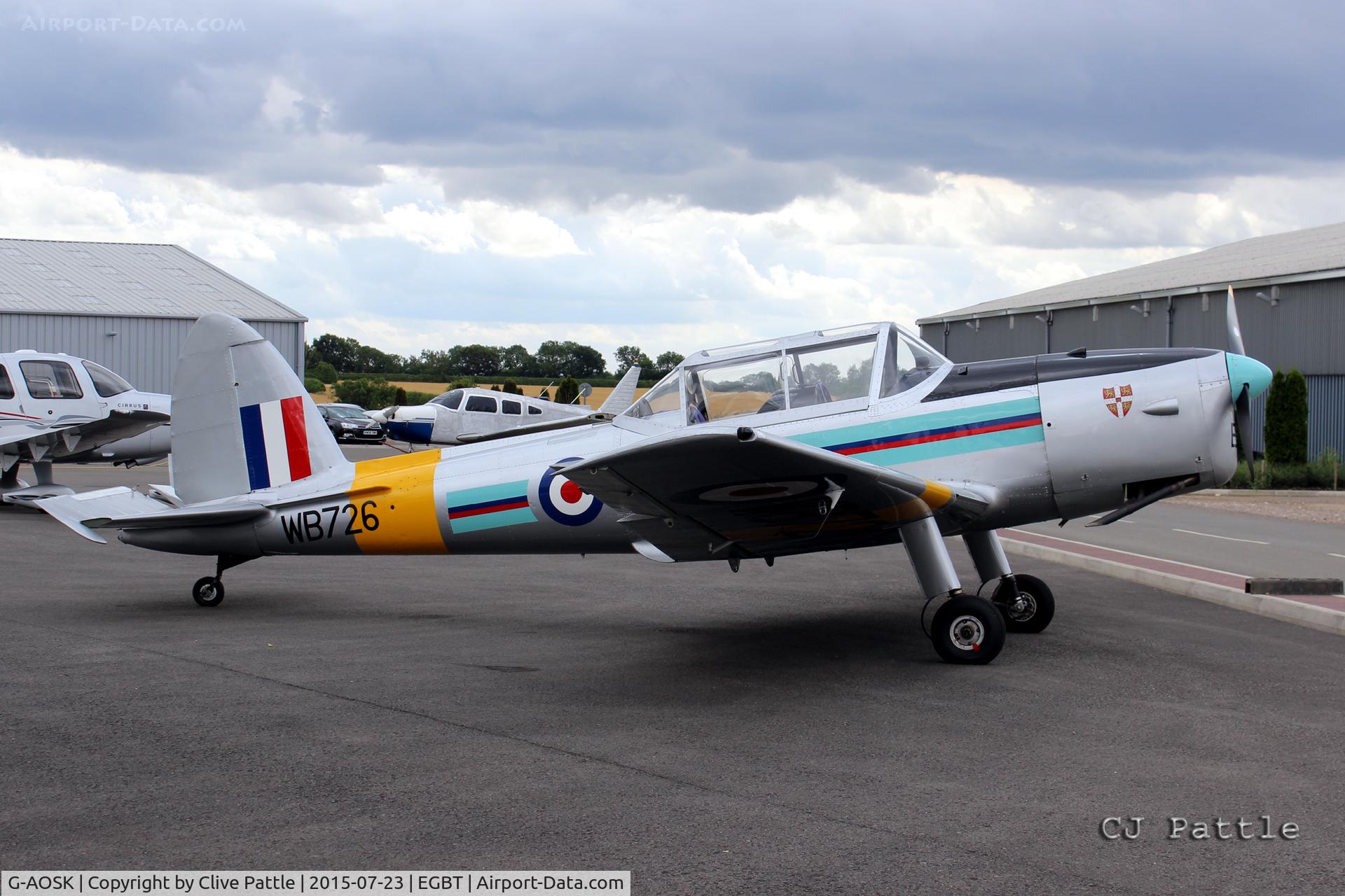 G-AOSK, 1950 De Havilland DHC-1 Chipmunk 22A C/N C1/0178, Parked up at Turweston airfield EGBT