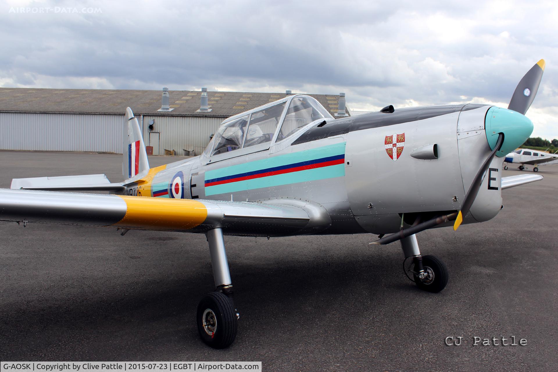 G-AOSK, 1950 De Havilland DHC-1 Chipmunk 22A C/N C1/0178, Parked up at Turweston airfield EGBT