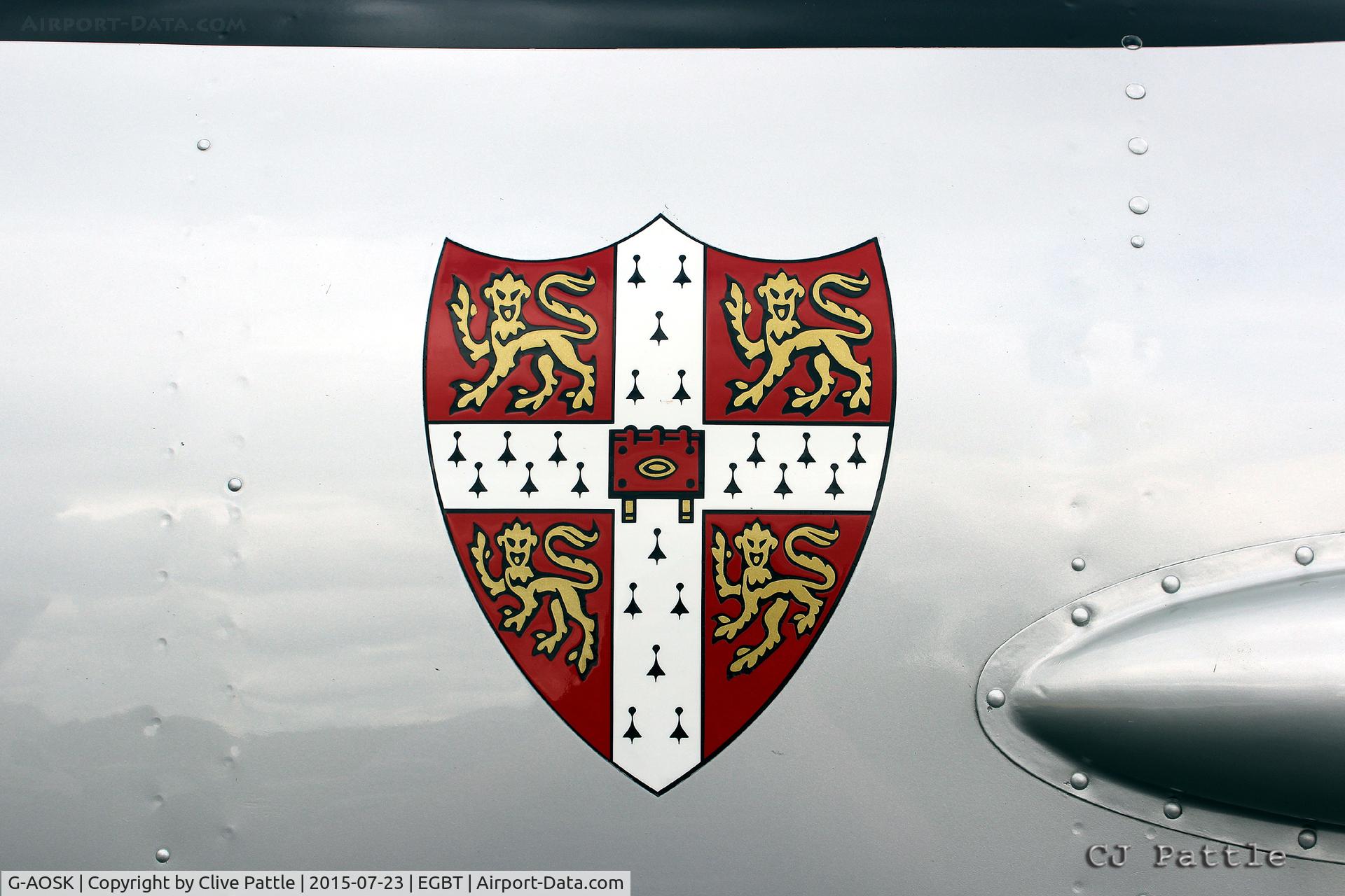 G-AOSK, 1950 De Havilland DHC-1 Chipmunk 22A C/N C1/0178, Close up artwork detail on nose at Turweston EGBT