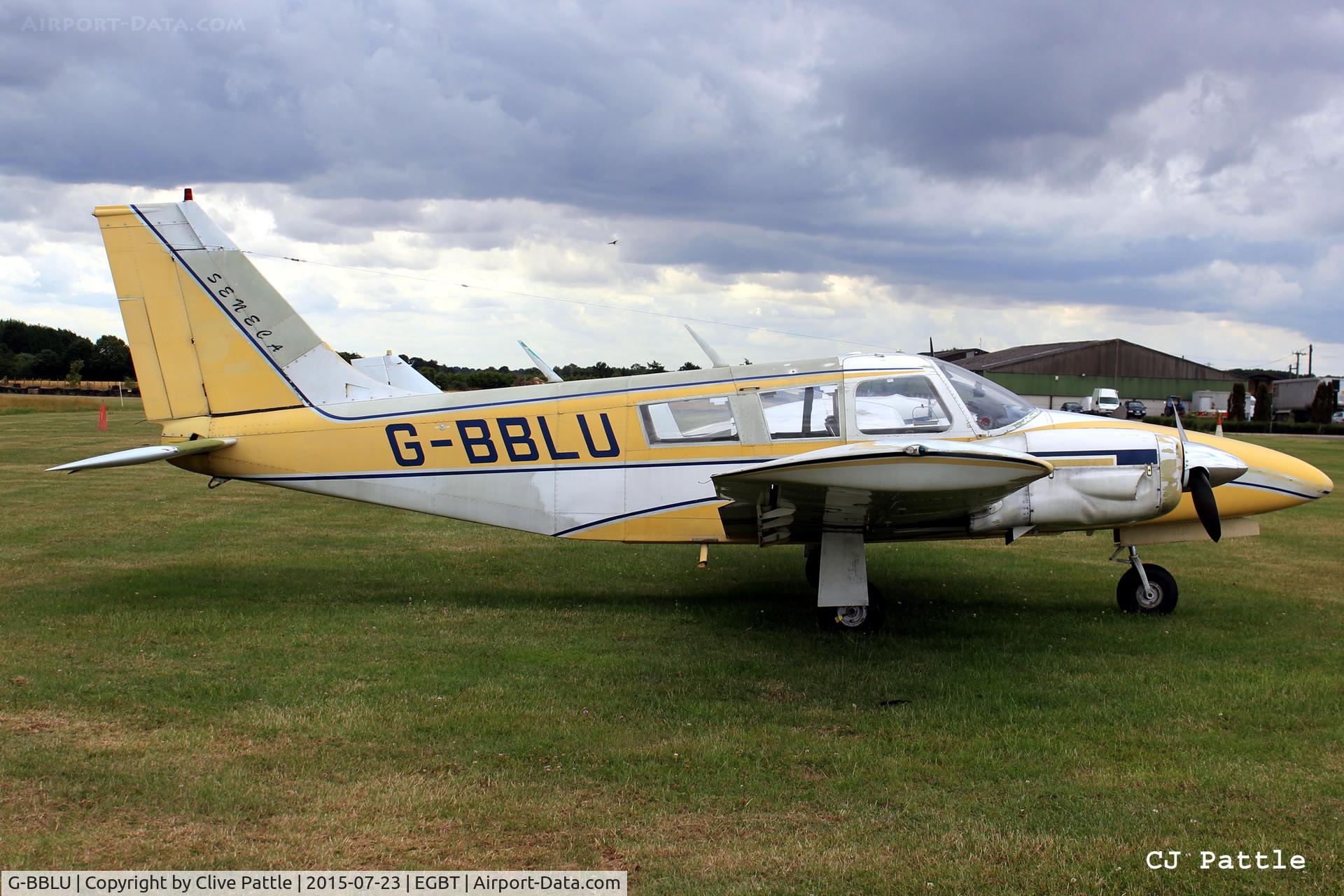 G-BBLU, 1973 Piper PA-34-200 Seneca C/N 34-7350271, Not looking her best parked up at Turweston Airfield EGBT