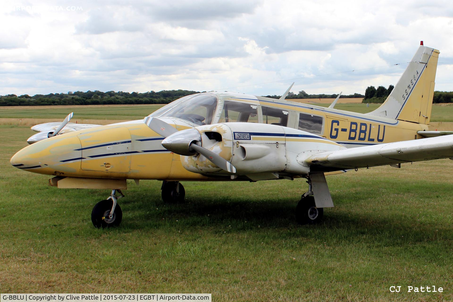 G-BBLU, 1973 Piper PA-34-200 Seneca C/N 34-7350271, Not looking her best parked up at Turweston Airfield EGBT