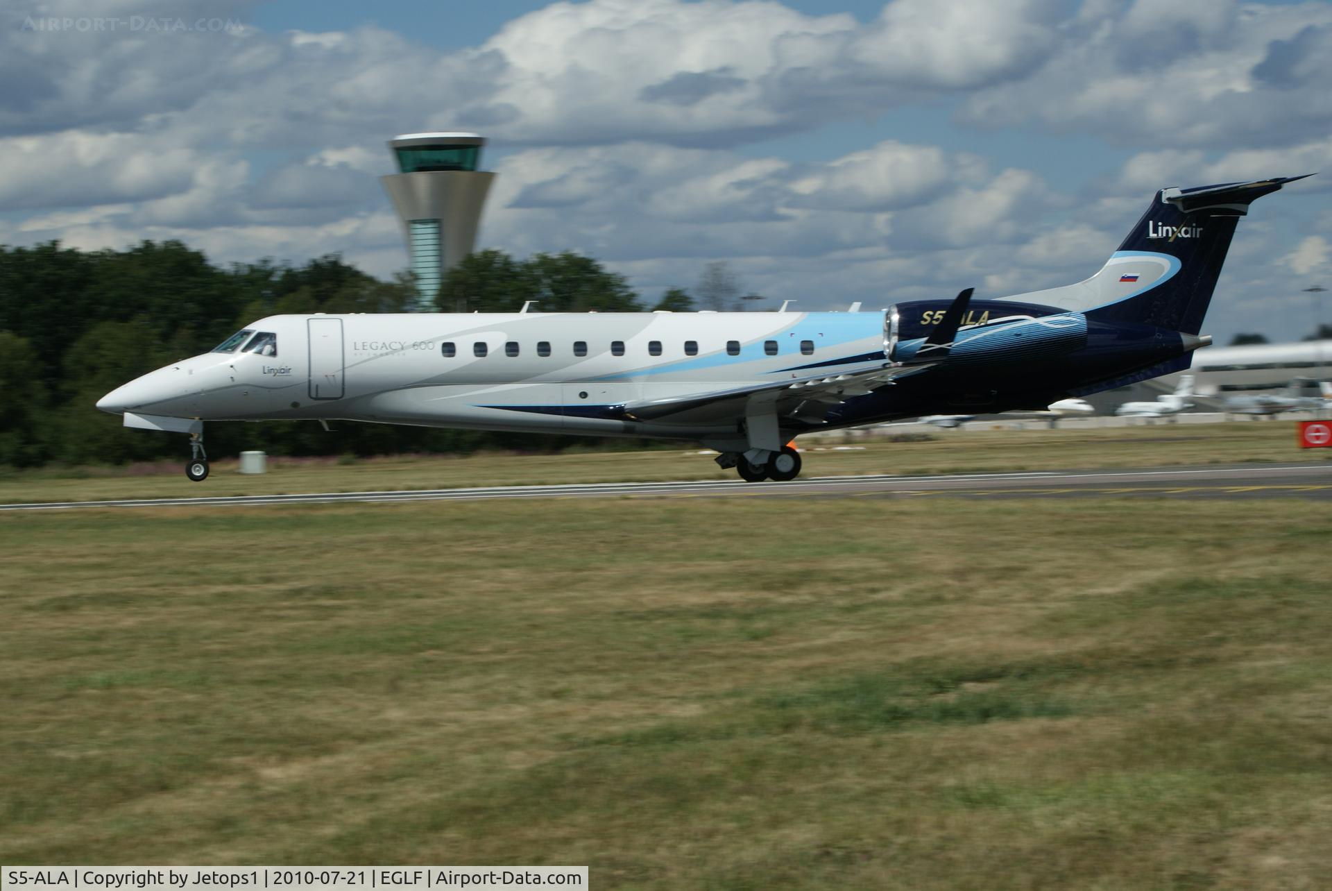 S5-ALA, 2008 Embraer EMB-135BJ Legacy 600 C/N 14501029, Departing Fboro