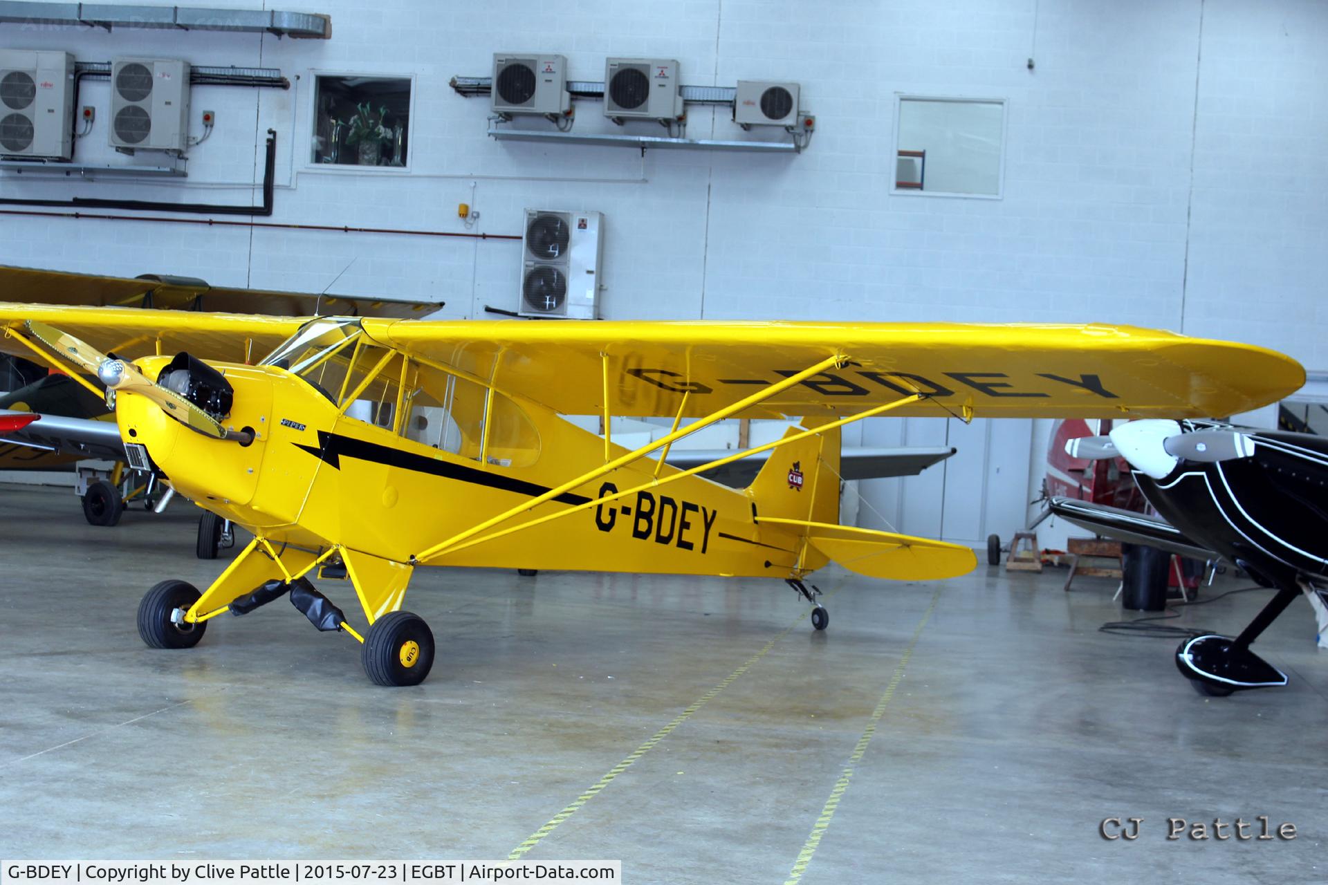 G-BDEY, 1943 Piper L-4H Grasshopper (J3C-65D) C/N 11529, Hangared at Turweston EGBT
