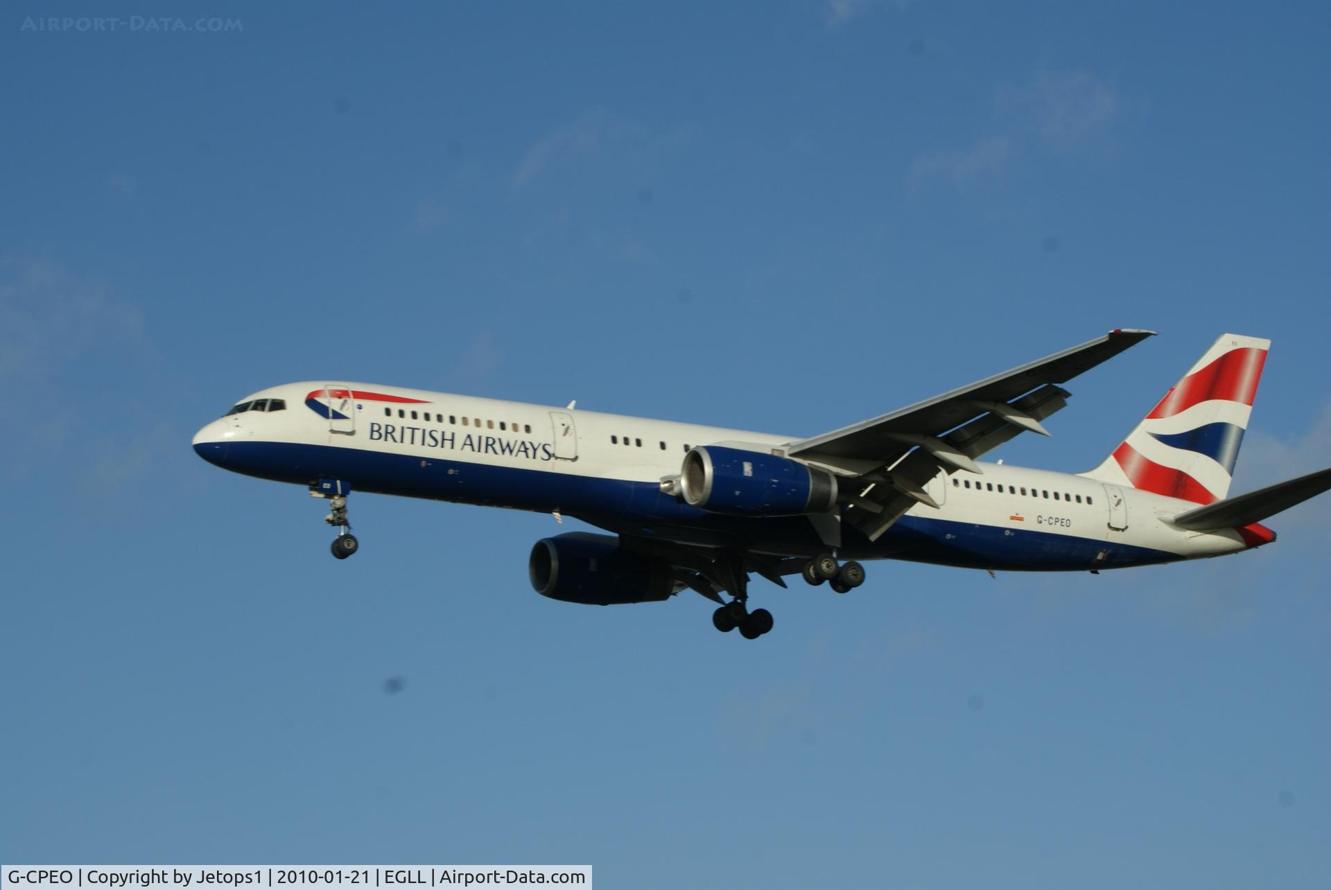 G-CPEO, 1997 Boeing 757-236 C/N 28667, B757 on finals EGLL runway 27L