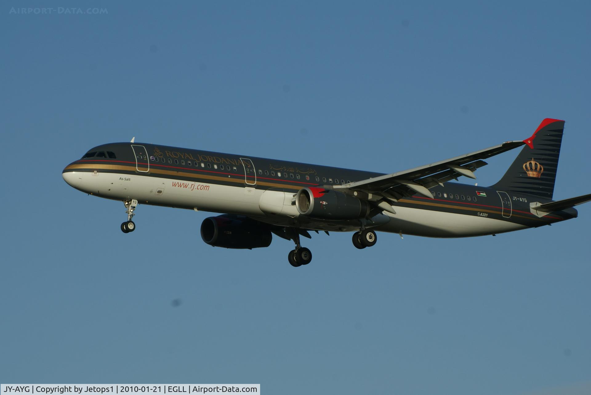 JY-AYG, 2006 Airbus A321-231 C/N 2730, On finals runway 27L