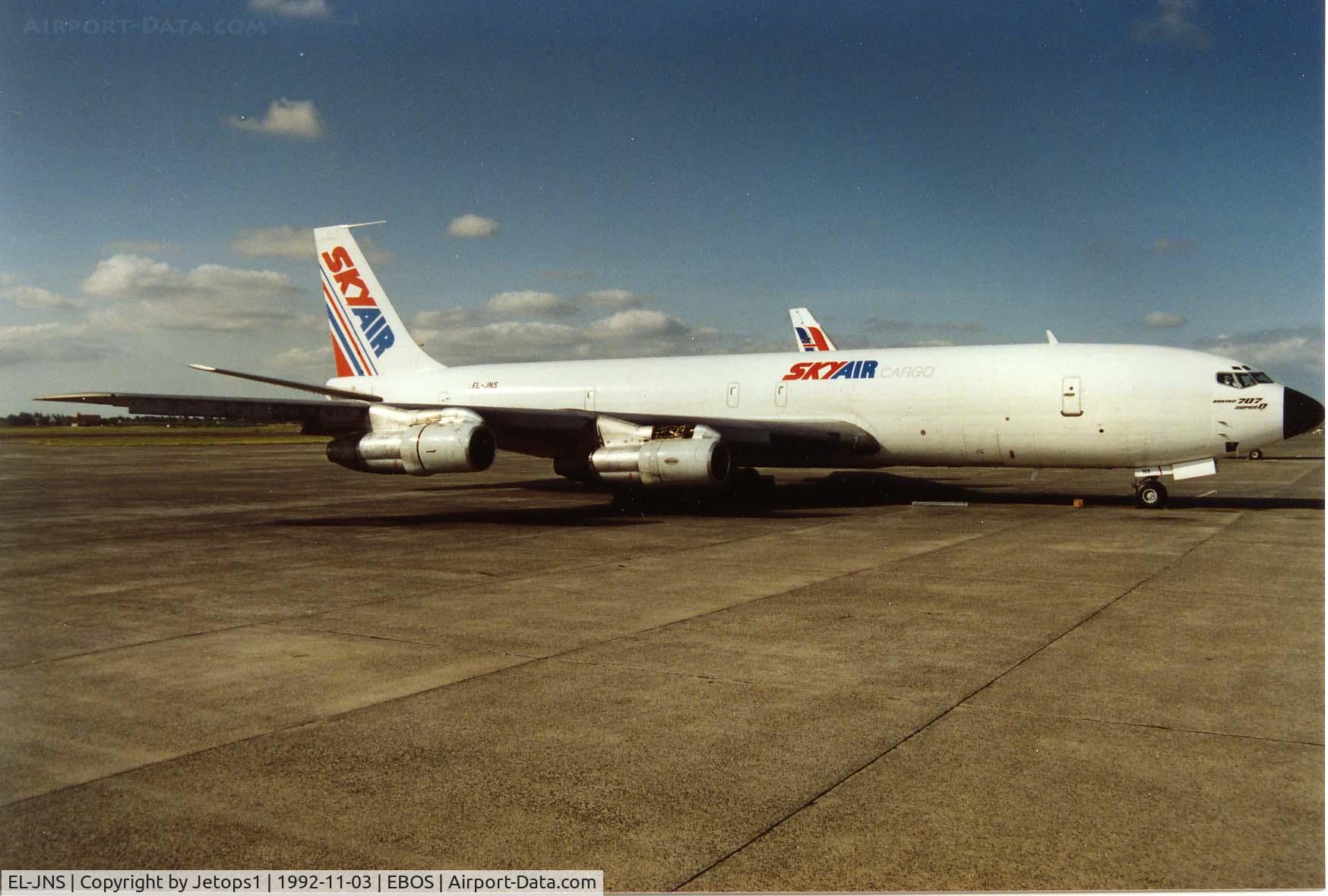 EL-JNS, 1963 Boeing 707-323C C/N 18689, Skyair Cargo B707 on ground Ostend / EBOS