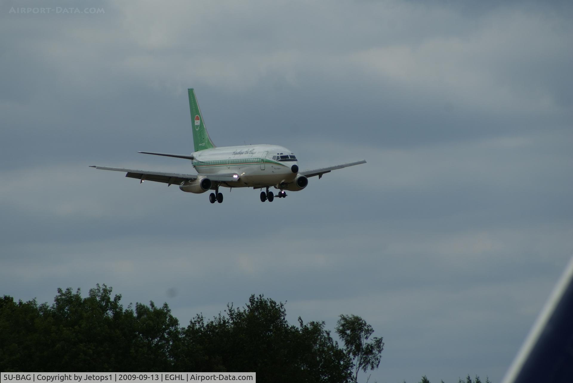 5U-BAG, 1978 Boeing 737-2N9C C/N 21499, President of Niger flight coming into ATC lasham for maintenance 
B737-200 Stage II