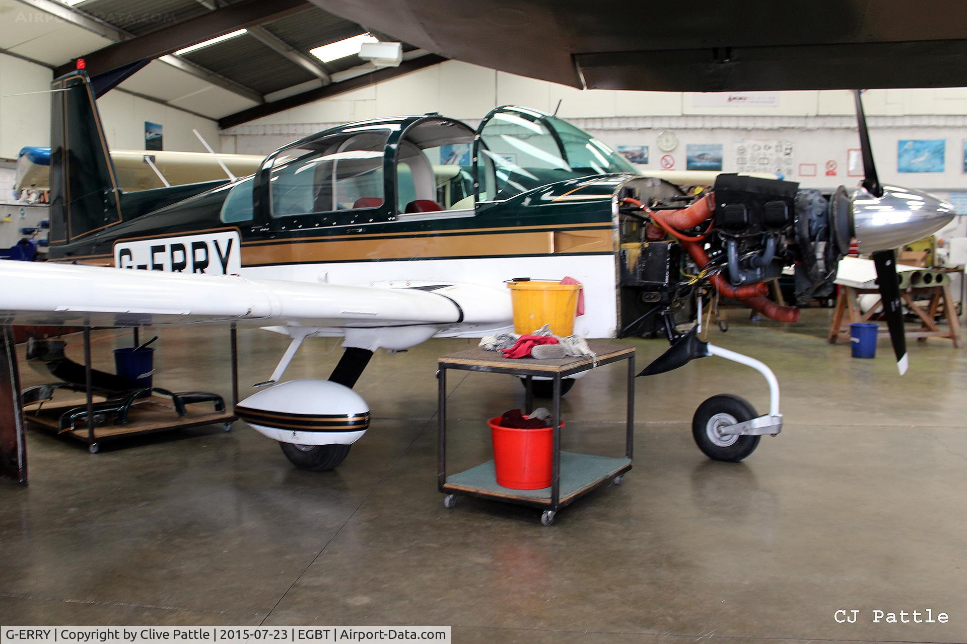 G-ERRY, 1978 Grumman American AA-5B Tiger C/N AA5B-0725, Undergoing maintenance in the spotlessly clean AKKI Aero Engineering facility at Turweston EGBT.