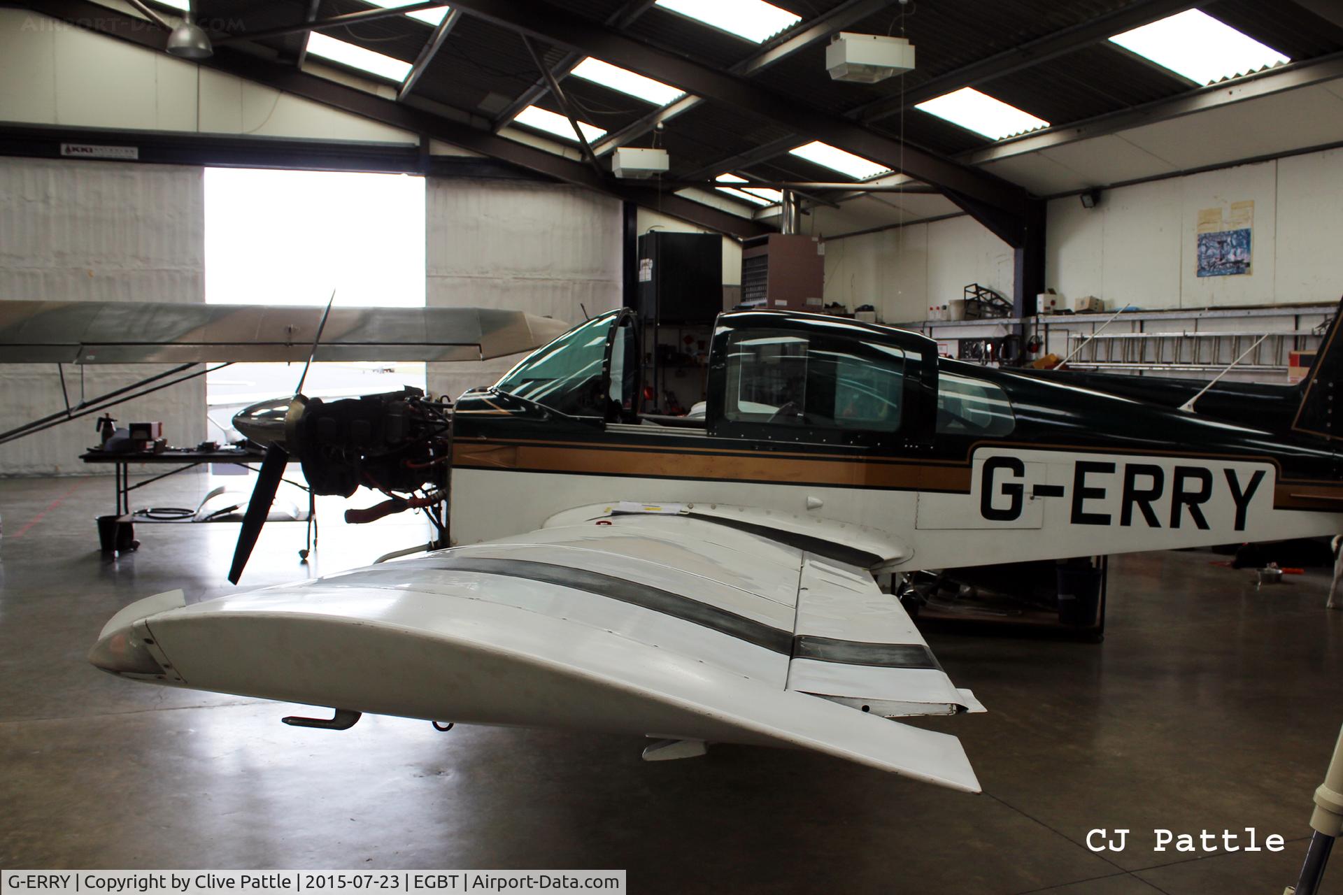 G-ERRY, 1978 Grumman American AA-5B Tiger C/N AA5B-0725, Undergoing maintenance in the spotlessly clean AKKI Aero Engineering facility at Turweston EGBT.