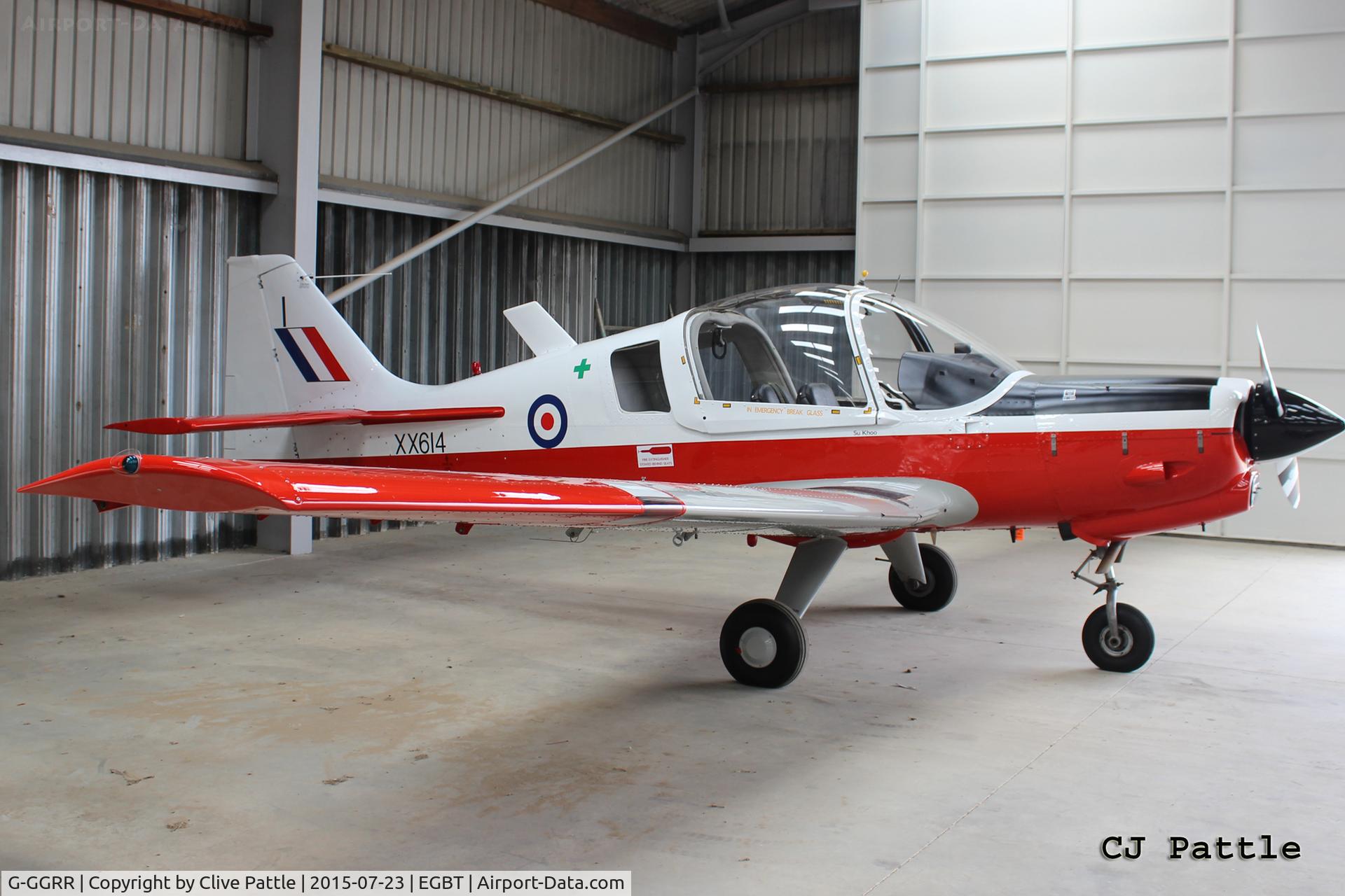 G-GGRR, 1974 Scottish Aviation Bulldog T.1 C/N BH120/272, Hangared at Turweston Aerodrome EGBT looking immaculate after a recent respray.