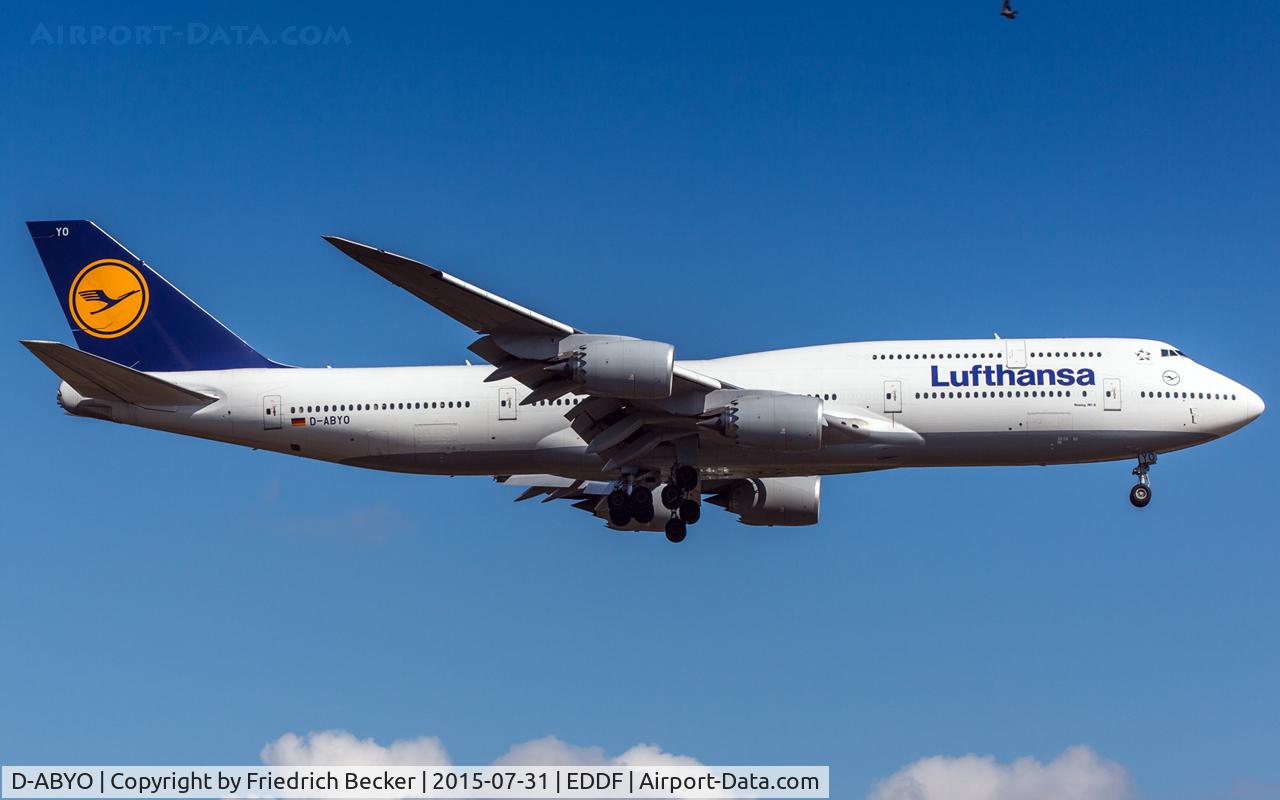 D-ABYO, 2014 Boeing 747-830 C/N 37841, on final RW07R