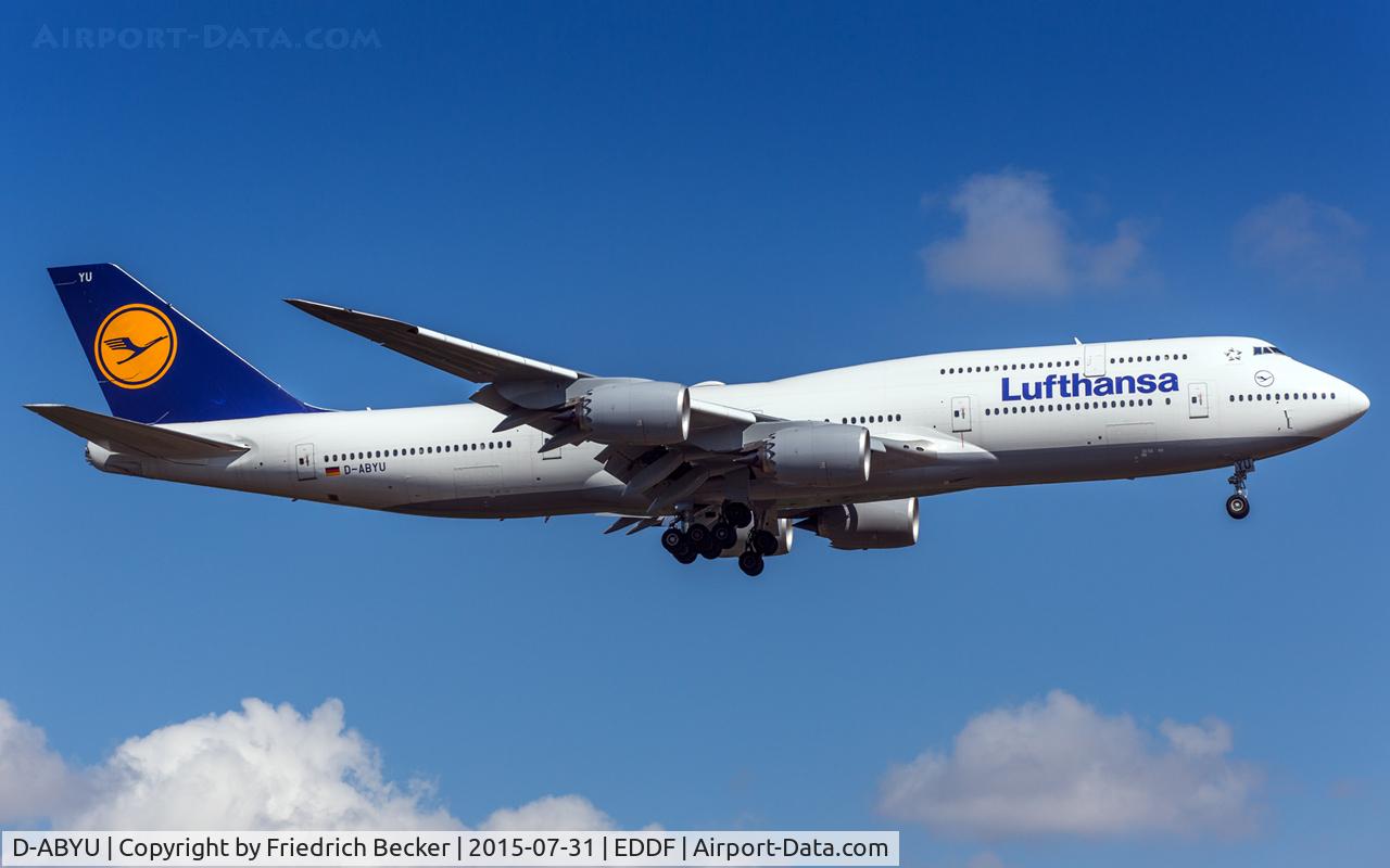 D-ABYU, 2015 Boeing 747-830 C/N 37845, on final RW07R