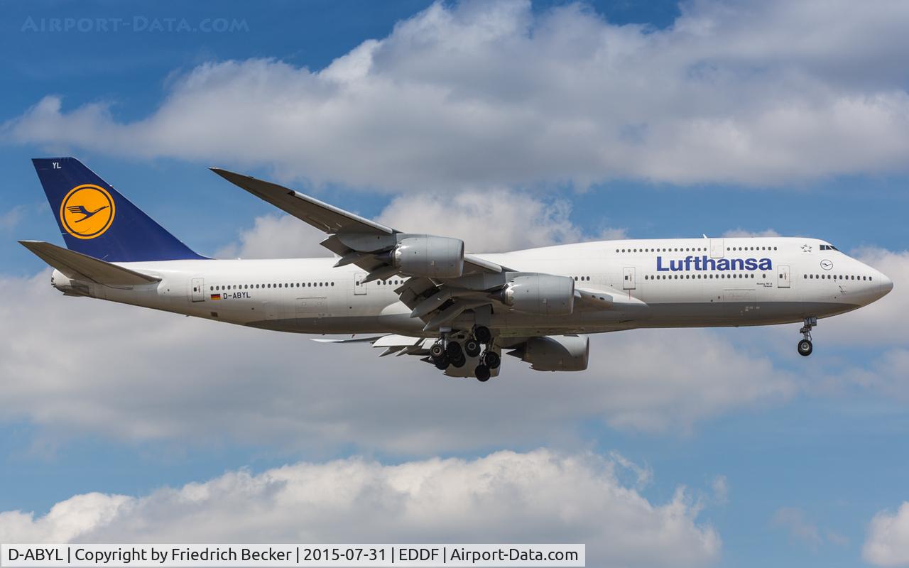 D-ABYL, 2014 Boeing 747-830 C/N 37836, on final RW07R