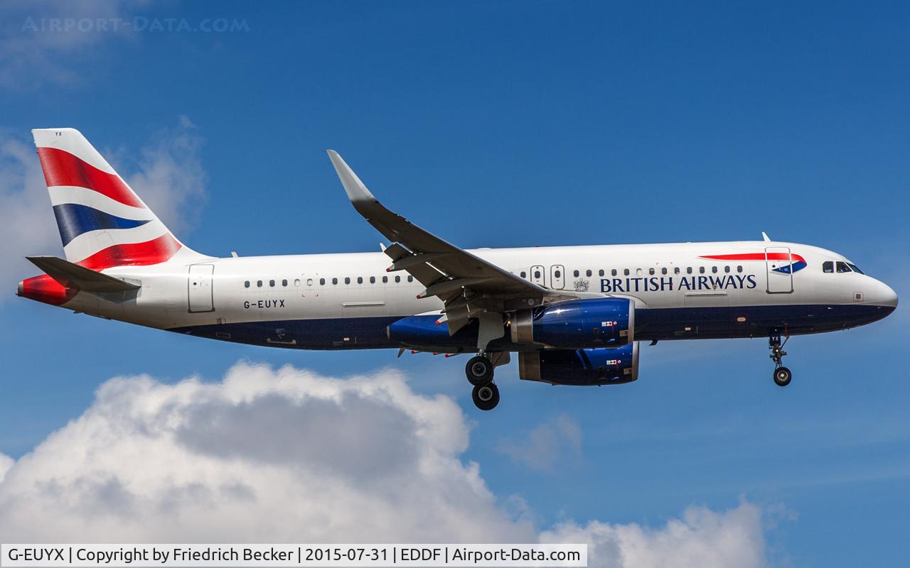 G-EUYX, 2014 Airbus A320-232 C/N 6155, on final RW07R