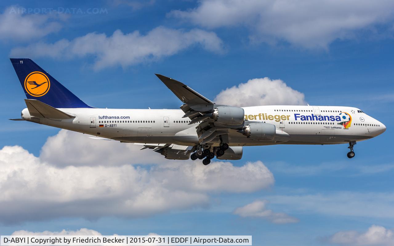D-ABYI, 2013 Boeing 747-830 C/N 37833, on final RW07R