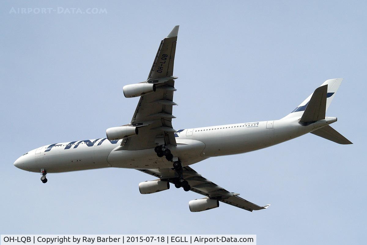 OH-LQB, 2007 Airbus A340-313 C/N 835, Airbus A340-313X [835] (Finnair) Home~G 18/07/2015. On approach 27R.