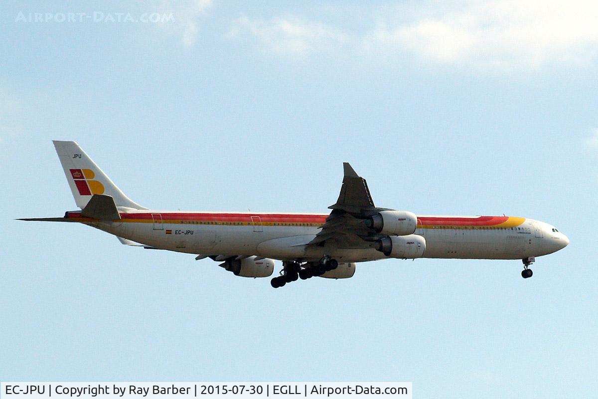 EC-JPU, 2006 Airbus A340-642 C/N 744, Airbus A340-642 [744] (Iberia) Home~G 30/07/2015. On approach 27L.