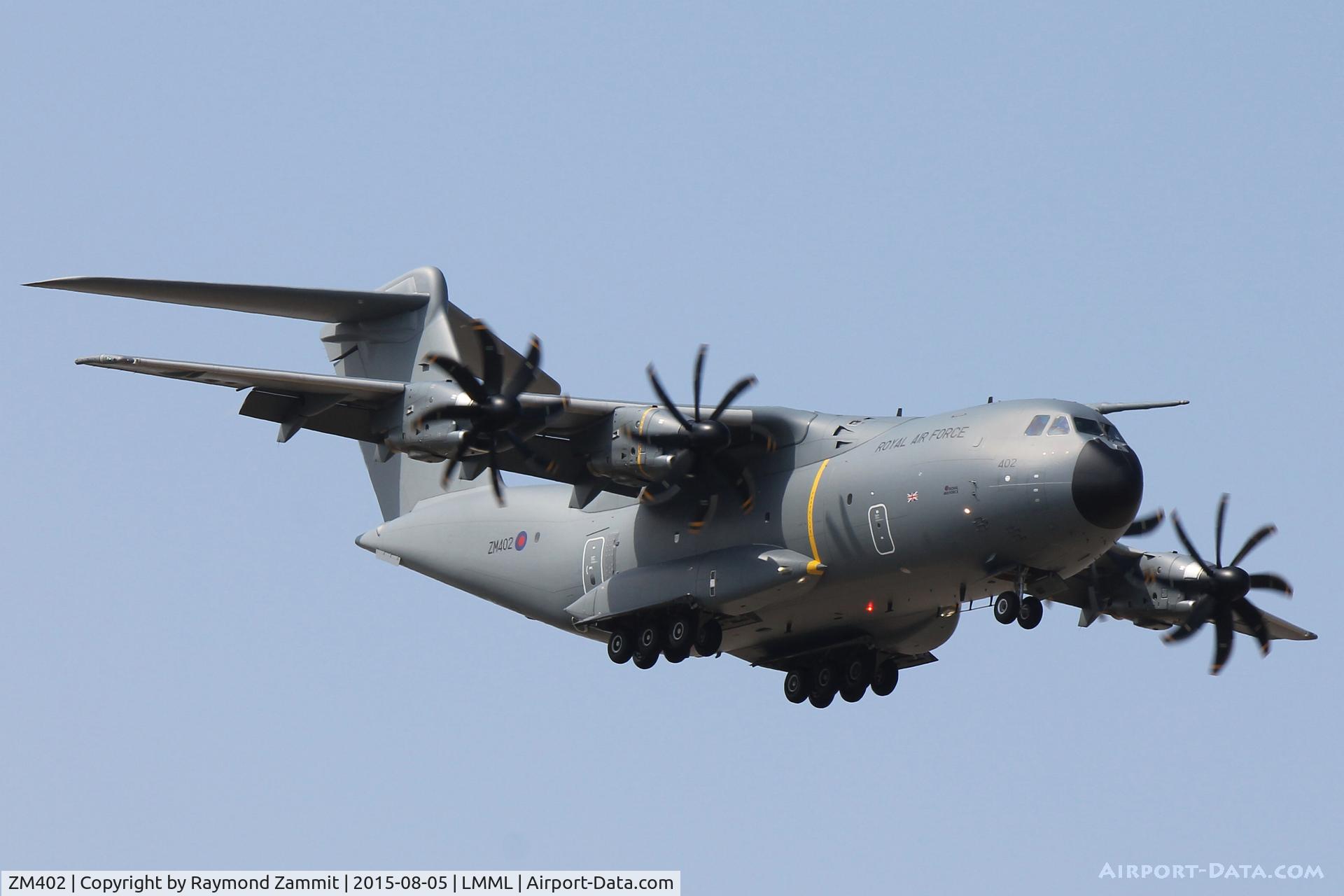 ZM402, 2014 Airbus A400M Atlas C.1 C/N 017, Airbus400M Atlas C1 ZM402 Royal Air Force landing in Malta on it's first visit.