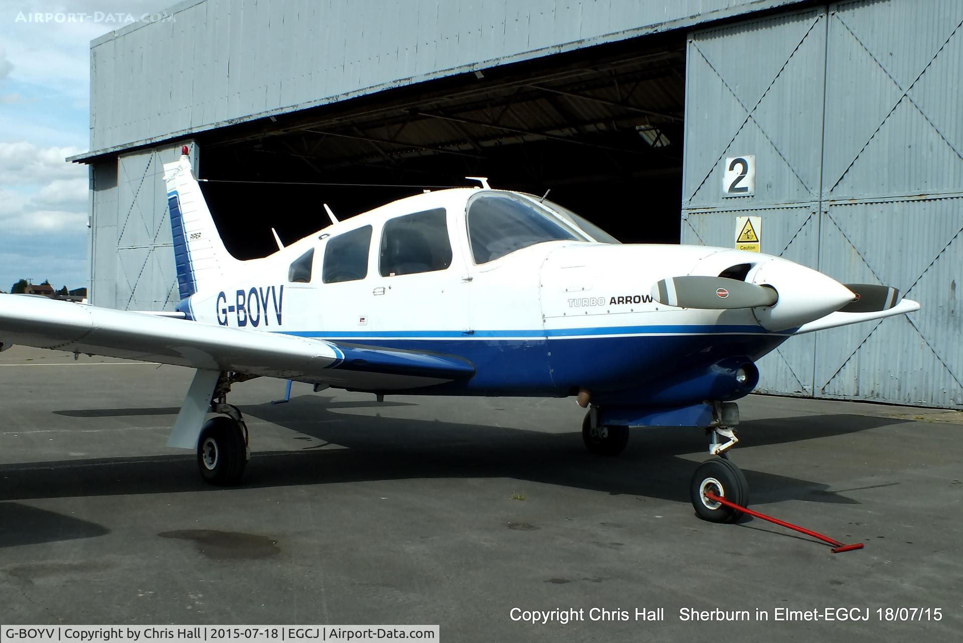 G-BOYV, 1977 Piper PA-28R-201T Turbo Cherokee Arrow III C/N 28R-7703014, at Sherburn in Elmet
