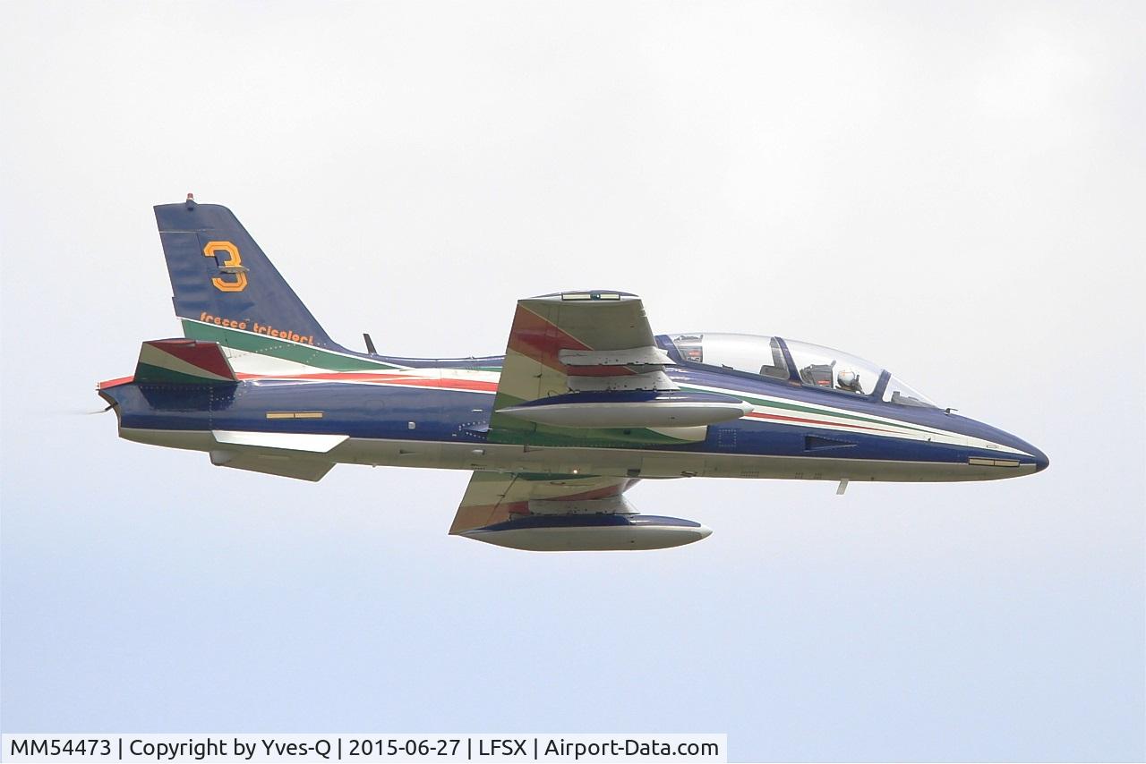 MM54473, Aermacchi MB-339PAN C/N 6668/058/AD002, Italian Air Force Aermacchi MB-339PAN, N°3 of Frecce Tricolori Aerobatic Team 2015, On display, Luxeuil-Saint Sauveur Air Base 116 (LFSX) Air show 2015