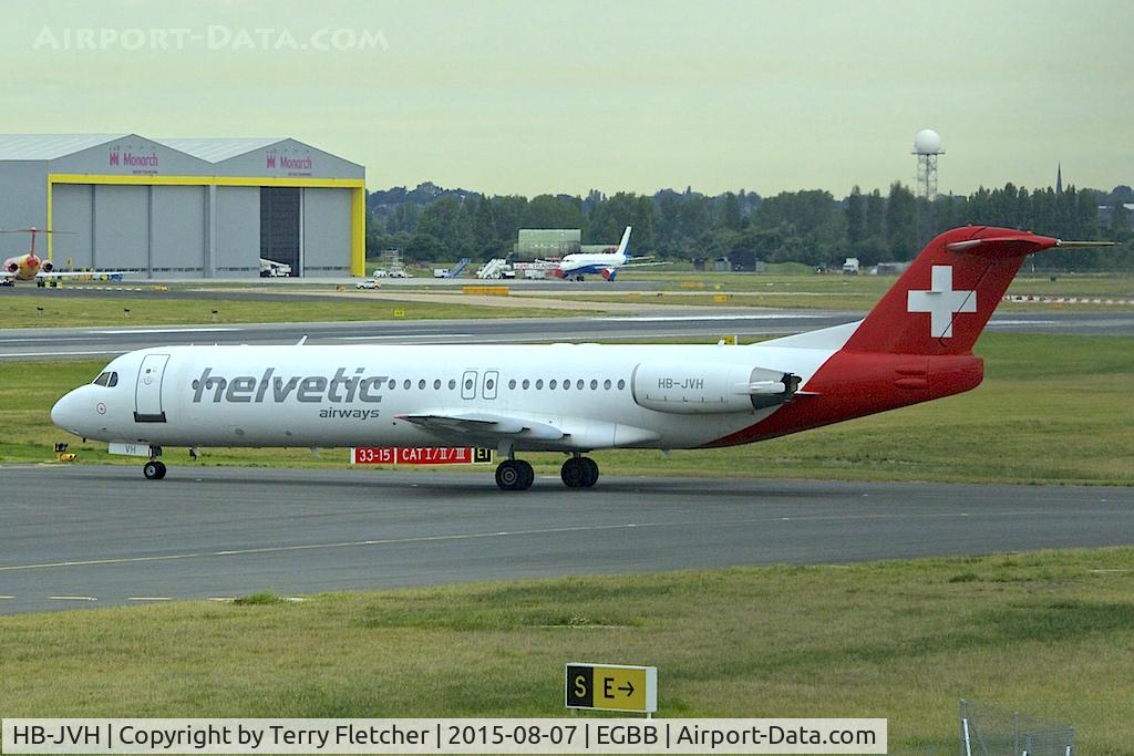HB-JVH, 1990 Fokker 100 (F-28-0100) C/N 11324, 1990 Fokker 100 (F-28-0100), c/n: 11324 of Helvetic at Birmingham UK