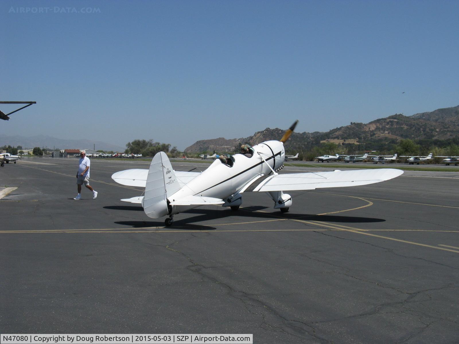 N47080, 1942 Ryan Aeronautical ST3KR C/N 1391, 1942 Ryan Aeronautical ST-3KR 'Eileen', Fairchild Ranger 6-410 inverted inline 6 cylinder 165 Hp conversion, Experimental class, taxi to Rwy 22