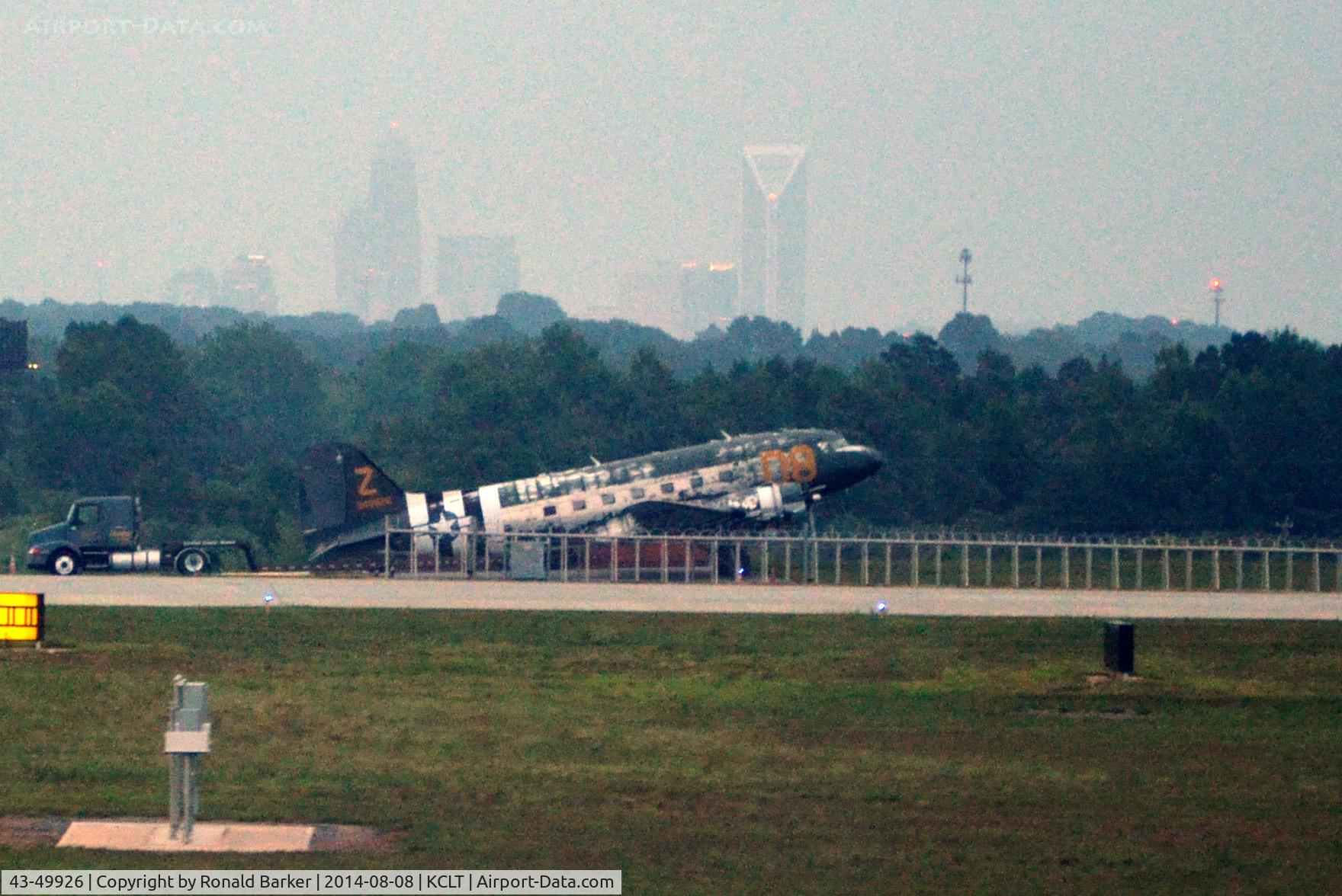 43-49926, 1945 Douglas C-47B Skytrain C/N 27187, Parked next to runway CLT