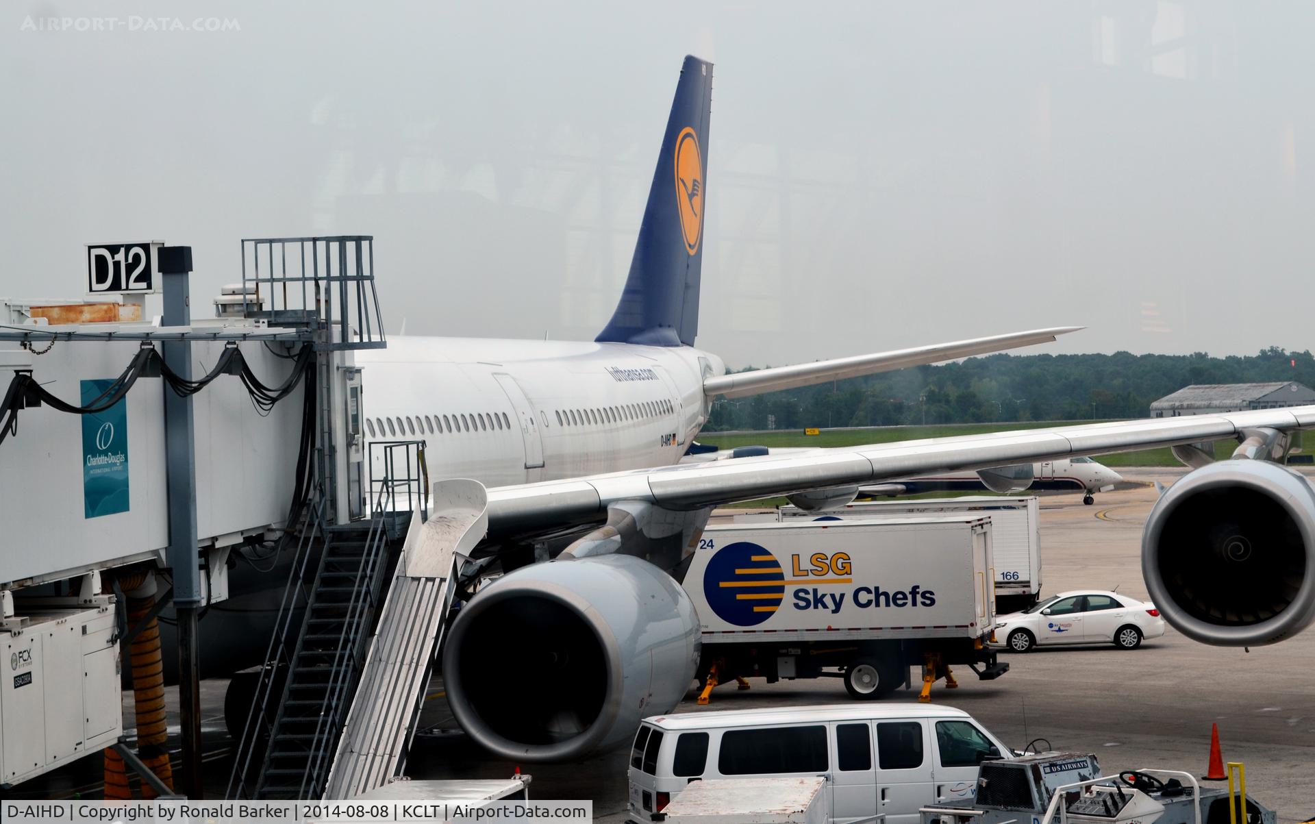 D-AIHD, 2003 Airbus A340-642 C/N 537, At gate D12 CLT