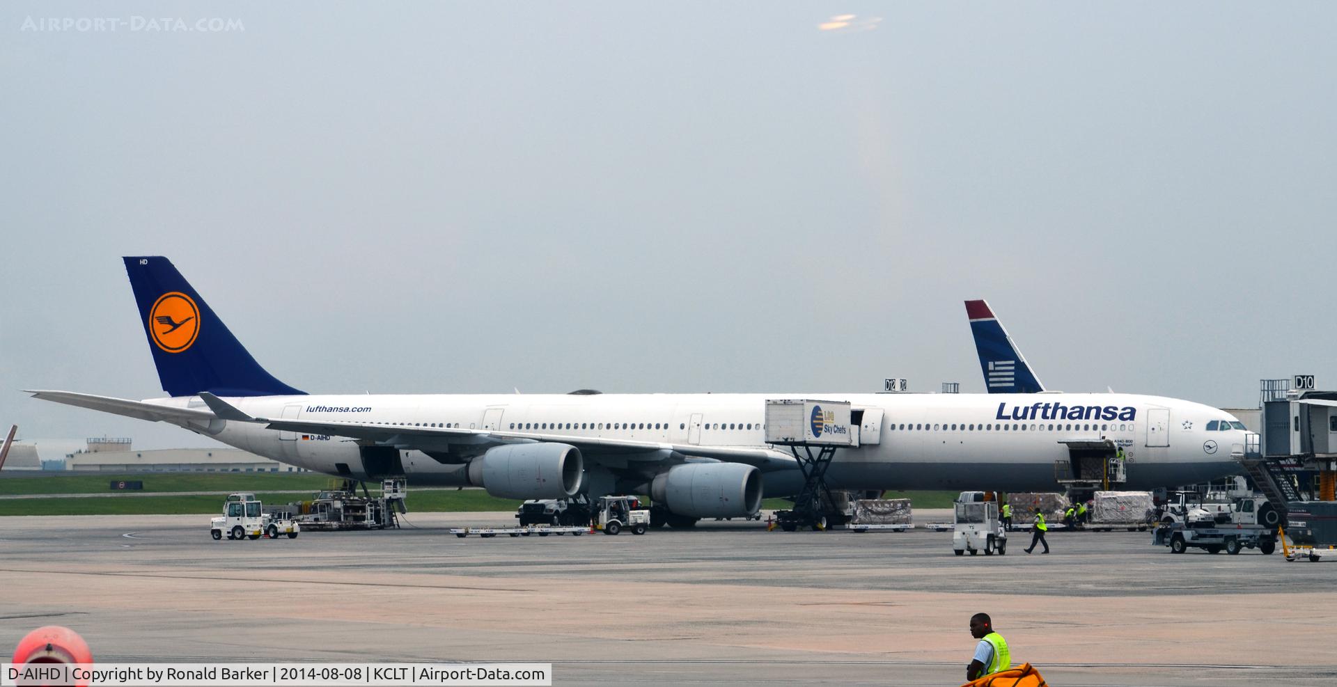 D-AIHD, 2003 Airbus A340-642 C/N 537, Gate D12 CLT