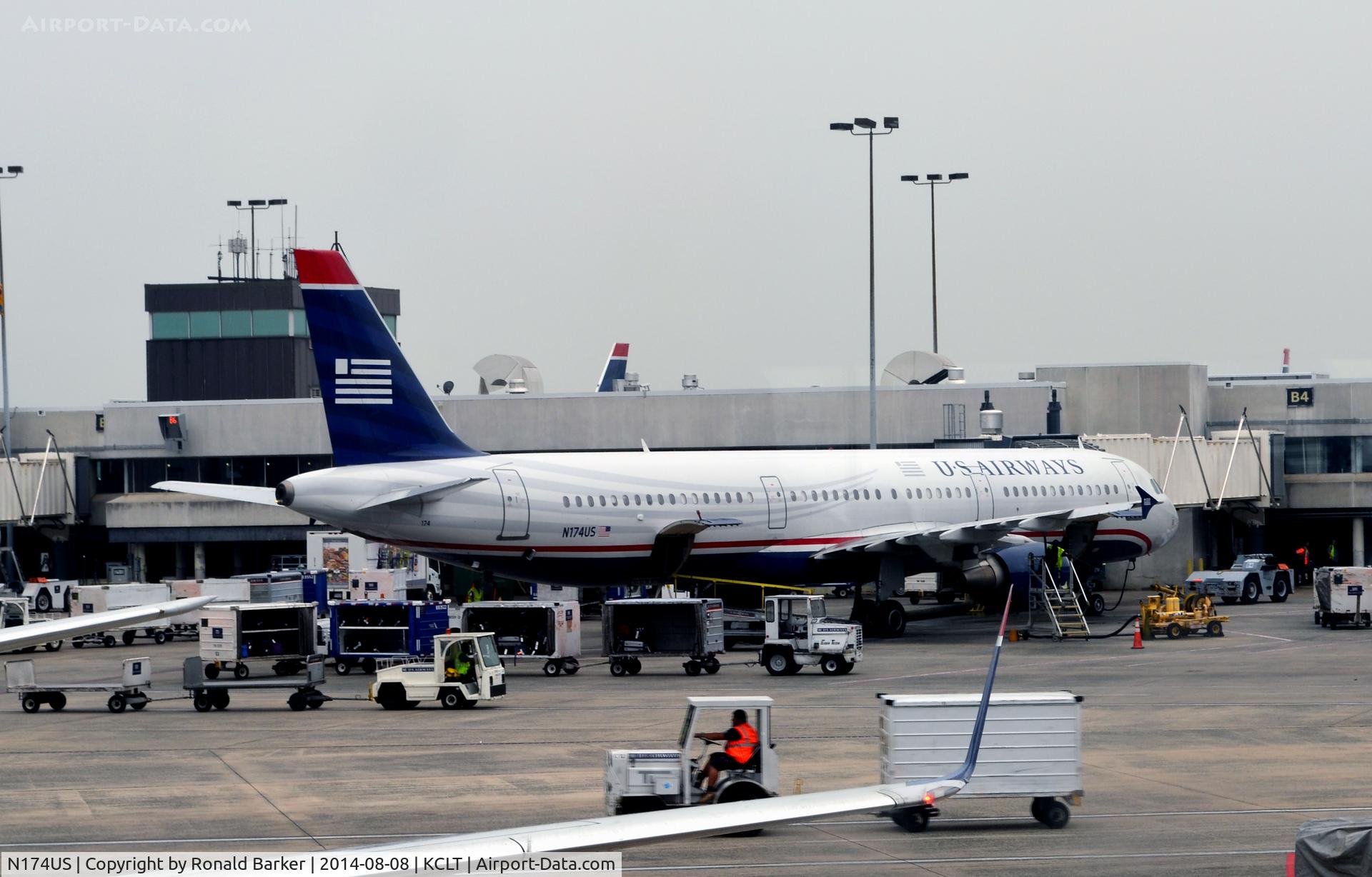 N174US, 2001 Airbus A321-211 C/N 1492, At the Gate CLT