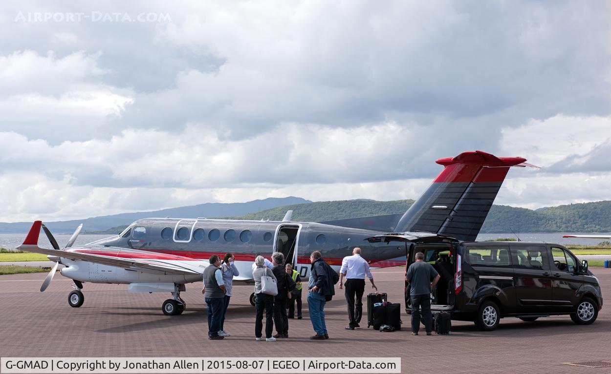 G-GMAD, 2013 Hawker Beechcraft 350C King Air C/N FM-54, At Oban Airport with a private charter from Paris.