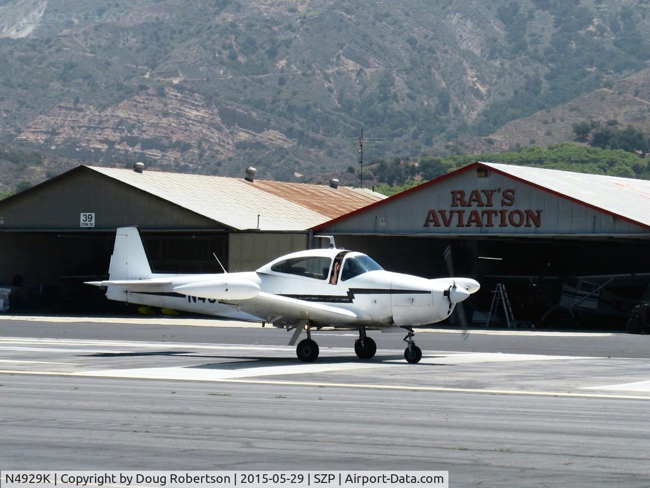 N4929K, 1949 Ryan Navion A C/N NAV-4-1929, 1949 Ryan NAVION A, Continental E225 listed, another takeoff roll Rwy 22 with welcome wave by pax to photographer!