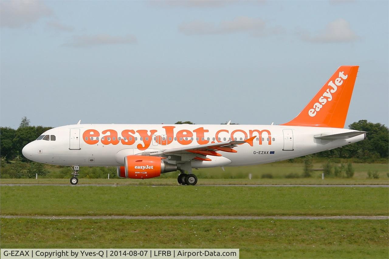 G-EZAX, 2006 Airbus A319-111 C/N 2818, Airbus A319-111, Take off rwy 25L, Brest-Bretagne Airport (LFRB-BES)