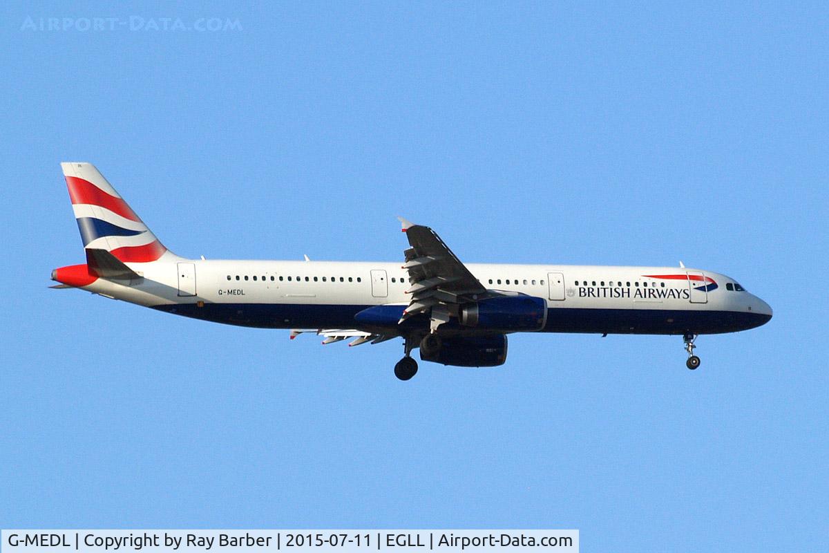G-MEDL, 2006 Airbus A321-231 C/N 2653, Airbus A321-231 [2653] (British Airways) Home~G 11/07/2015. On approach 27L.