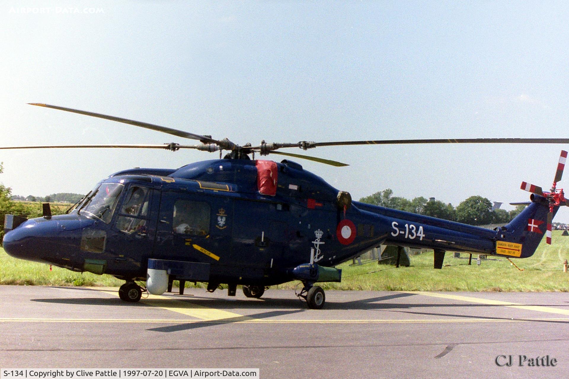 S-134, 1980 Westland Lynx Mk.80 C/N 134, Pictured at RIAT RAF Fairford EGVA 1997 whilst serving with the Royal Danish Navy Esk 722