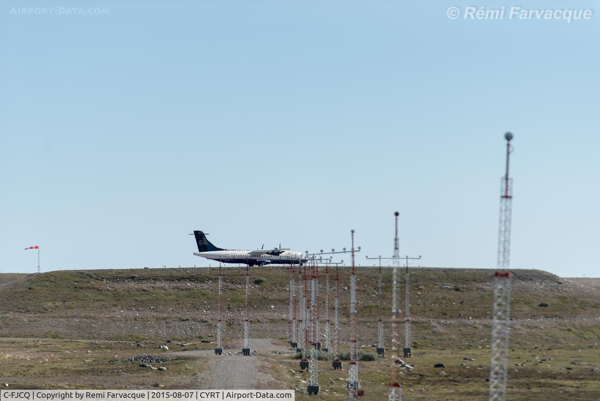 C-FJCQ, 1992 ATR 72-202QC C/N 311, Turning around to face into the wind, west end of airstrip @ 1346h.