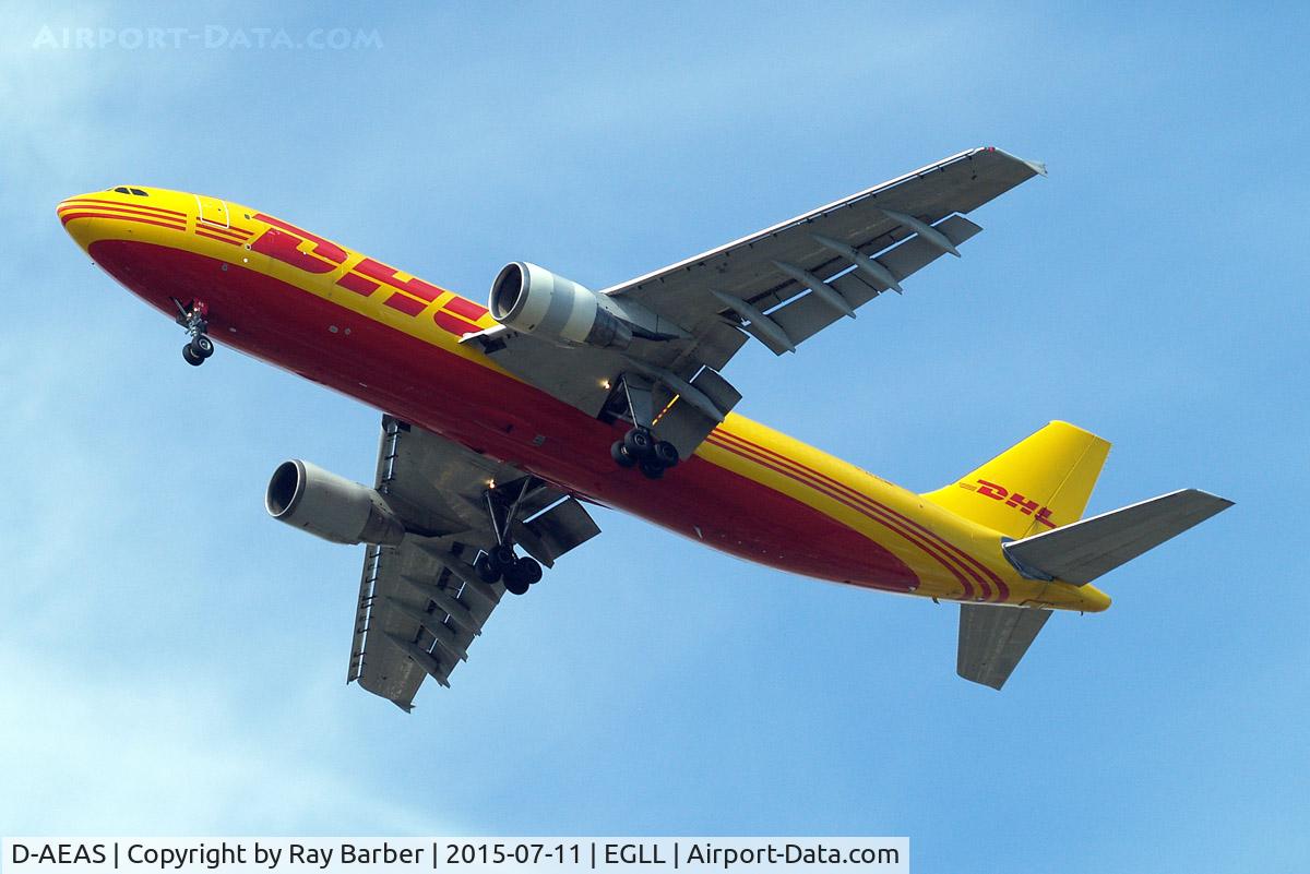 D-AEAS, 1994 Airbus A300B4-622R(F) C/N 737, Airbus A300B4-622R [737] (DHL) Home~G 11/07/2015. On approach 27R.